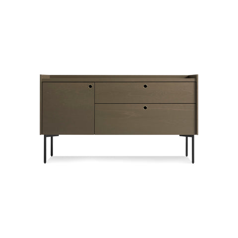 Peek Small Media Stand by Blu Dot in Dark Olive, low front view
