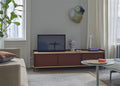 muuto enfold sideboard used as a media stand in living room