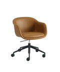 fiber conference armchair with castors in refine leather cognac by muuto