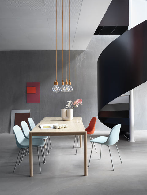 modern and contemporary dining room interior with furniture and lighting from muuto 