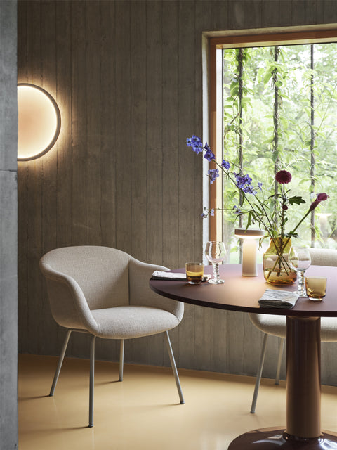 fiber soft armchair in dining room designed by muuto