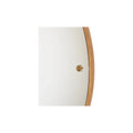 Frama CM-1 Circle Mirror, close crop of the curved oak rim and one of the brass fixing knobs set into the glass
