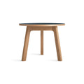 Apt Low Side Table by Blu Dot in Navy Green and White Oak, three-quarter front view