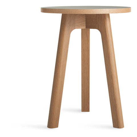 Blu Dot Apt Tall Side Table with putty linoleum top on white oak base