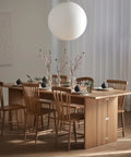 scandinavian oak dining table and dining chairs