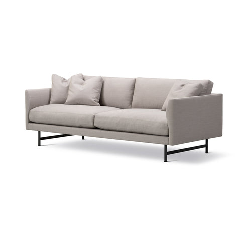calmo sofa with grey fabric and black metal legs 