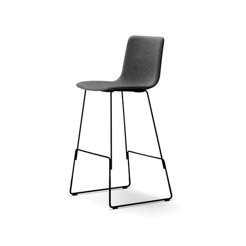 fully upholstered pato bar stool by fredericia, side view 