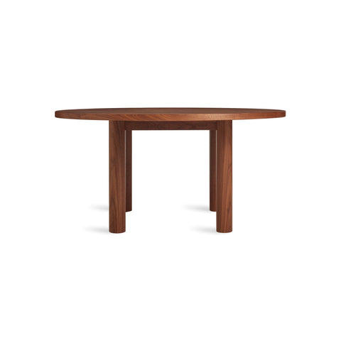 Good Times Round Dining Table by Blu Dot in Walnut, low front view