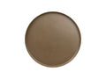 Gus* Modern Agency Table, round side table, Coffee BioComposite Java brown top, overhead view on white