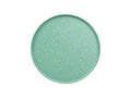 Gus* Modern Agency Table, round side table, Coffee BioComposite Robusta speckled green top, overhead view on white