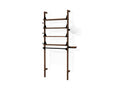 Gus* Modern Branch-1 Display Unit, walnut shelving display unit with hanging rail, walnut uprights and shelves with black brackets, on white