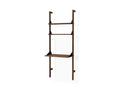 Gus* Modern Branch-1 Shelving Unit with Desk, walnut wall shelving unit with desk, walnut uprights and shelves with black brackets, on white