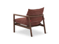 Gus* Modern Humber Lounge Chair, walnut frame lounge chair, Regency Beet, rear three-quarter view on white