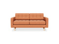 Gus* Modern Jane 2 Loft Sofa, button tufted sofa, Caledon Sedona terracotta with natural ash base, front view on white
