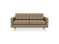 Gus* Modern Jane 2 Loft Sofa, button tufted sofa, Merino Mocha taupe with natural ash base, front view on white
