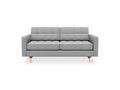 Gus* Modern Jane 2 Loft Sofa, button tufted sofa, Parliament Stone grey with natural ash base, front view on white