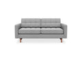 Gus* Modern Jane 2 Loft Sofa, button tufted sofa, Parliament Stone grey with walnut base, front view on white