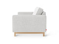 Gus* Modern Jane 2 Loft Sofa, button tufted sofa, Robarts Sauble, side profile showing the inset ash base