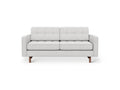Gus* Modern Jane 2 Loft Sofa, button tufted sofa, Robarts Sauble light grey with walnut base, front view on white