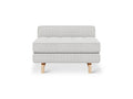 Gus* Modern Jane 2 Lounge, tufted armless lounge, Robarts Sauble light grey with natural ash base, front view on white