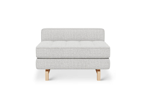 Gus* Modern Jane 2 Lounge, tufted armless lounge, Robarts Sauble light grey with natural ash base, front view on white