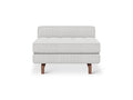 Gus* Modern Jane 2 Lounge, tufted armless lounge, Robarts Sauble light grey with Classic Walnut base, front view on white