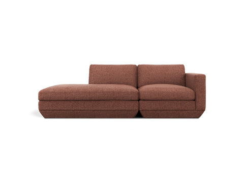 Gus* Modern Podium 2PC Lounge, modular chaise sofa, Regency Beet rust, left facing, front view on white