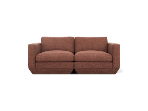 Gus* Modern Podium 2PC Sofa, modular sofa, Regency Beet rust upholstery, front view on white