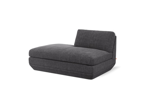 Gus* Modern Podium Lounge, modular chaise lounge, Bastille Lennox charcoal, left facing, front view on white