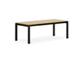 Gus* Modern Revell Extendable Dining Table, extendable dining table, Royal Oak with one leaf added, three-quarter view on white