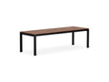 Gus* Modern Revell Extendable Dining Table, extendable walnut dining table, Walnut fully extended, three-quarter view on white
