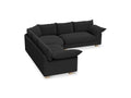 Gus* Modern Zoe Bi-Sectional, upholstered corner sectional sofa, Node Nocturne charcoal fabric, three-quarter view on white