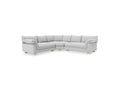 Gus* Modern Zoe Bi-Sectional, upholstered corner sectional sofa, Rosslyn Argent light grey fabric, front view on white