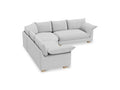 Gus* Modern Zoe Bi-Sectional, upholstered corner sectional sofa, Rosslyn Argent light grey fabric, three-quarter view on white