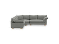 Gus* Modern Zoe Bi-Sectional, upholstered corner sectional sofa, Rosslyn Legacy grey fabric, angled view on white