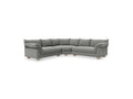 Gus* Modern Zoe Bi-Sectional, upholstered corner sectional sofa, Rosslyn Legacy grey fabric, front view on white
