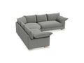 Gus* Modern Zoe Bi-Sectional, upholstered corner sectional sofa, Rosslyn Legacy grey fabric with oak legs, three-quarter view on white