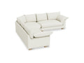 Gus* Modern Zoe Bi-Sectional, upholstered corner sectional sofa, Sutton Canvas cream fabric, three-quarter view on white