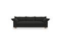 Gus* Modern Zoe Sofa, upholstered three seat sofa, Node Nocturne charcoal fabric, front view on white