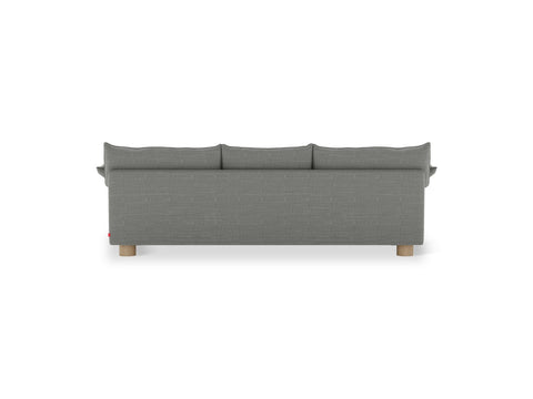 Gus* Modern Zoe Sofa, upholstered sofa, Rosslyn Legacy grey fabric, back view on white