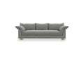 Gus* Modern Zoe Sofa, upholstered three seat sofa, Rosslyn Legacy grey fabric, front view on white