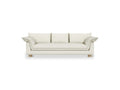 Gus* Modern Zoe Sofa, upholstered three seat sofa, Sutton Canvas cream fabric, front view on white