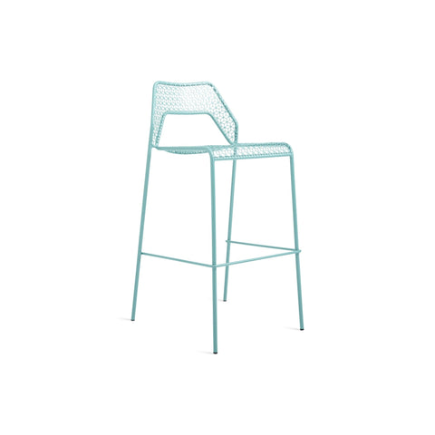 Hot Mesh Barstool by Blu Dot in Aqua powder-coated steel, three-quarter view