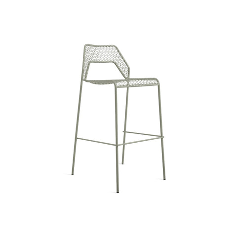 Hot Mesh Barstool by Blu Dot in Grey Green, barstool height, three-quarter view