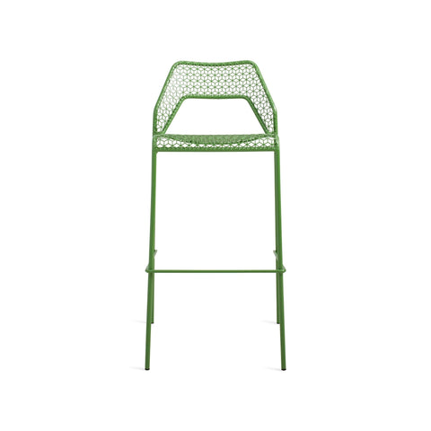 Hot Mesh Barstool by Blu Dot in Green powder-coated steel, three-quarter view