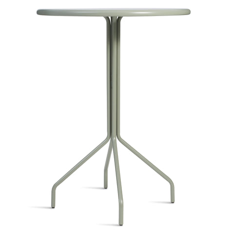 Hot Mesh 30" Bar Table by Blu Dot in powder-coated steel, Grey Green finish, front view
