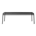 Hot Mesh Bench by Blu Dot in black powder-coated perforated steel, front view