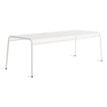 Hot Mesh Bench by Blu Dot in off-white powder-coated perforated steel, side view