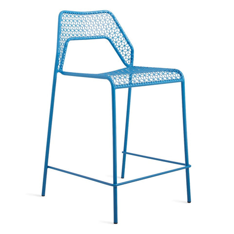 Blu Dot Hot Mesh stool in Simple Blue, side angle