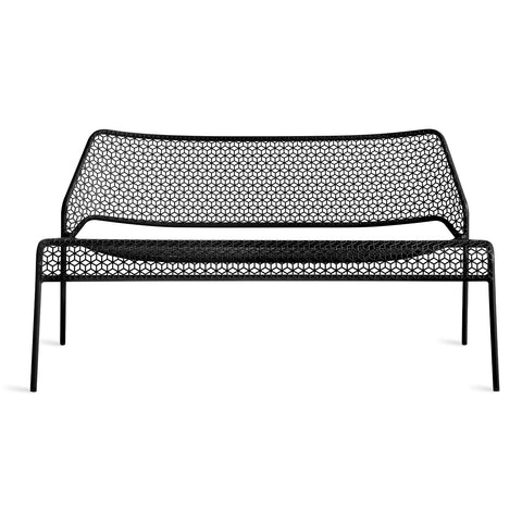 Hot Mesh Settee by Blu Dot in black powder-coated perforated steel, front view